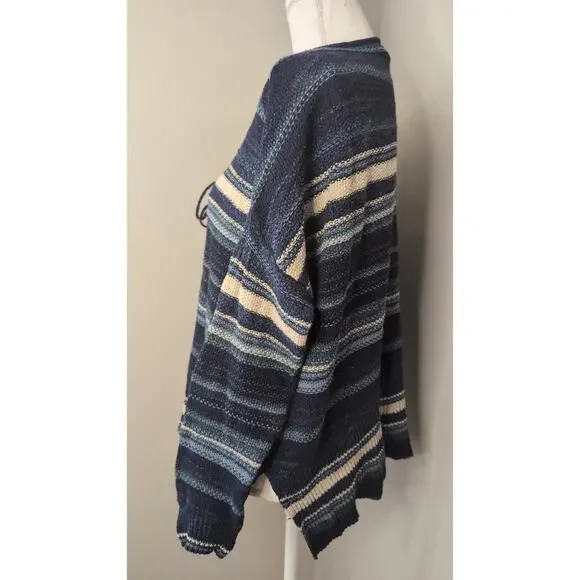 Denim & Supply Ralph Lauren Baja Sweater Small Striped Lace Up Boho - Picture 4 of 10